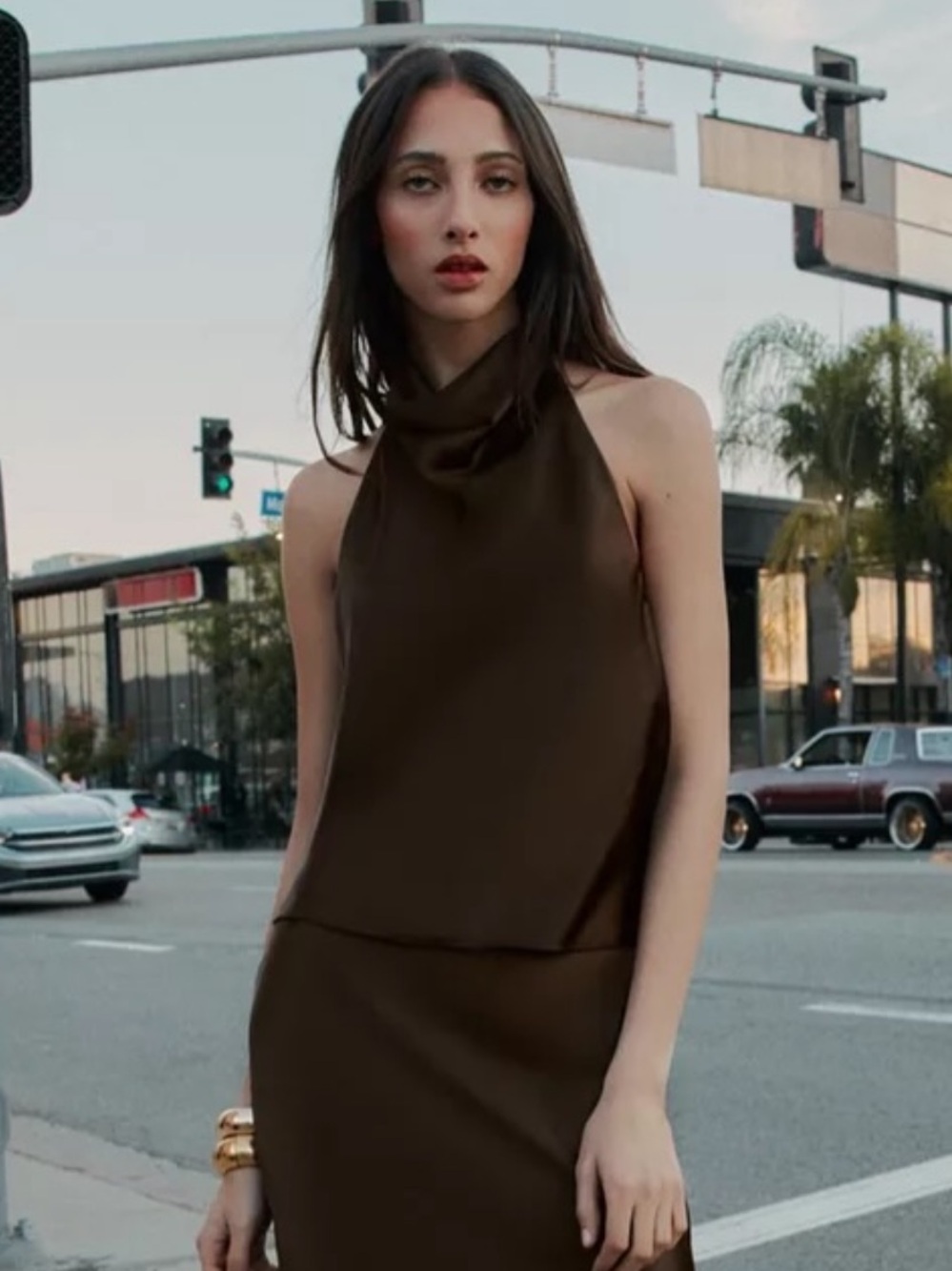 Zara Brown Sleeveless High-Neck Camisole - Picture 2 of 3